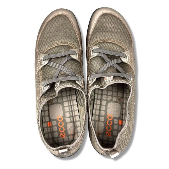 ECCO Slip-On Shoes Wmn Size 41 / US 10 Gold Bronze Leather Mesh Barefoot Walking - Picture 7 of 13